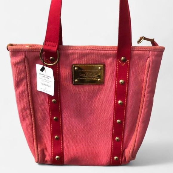 🏝 🏖 LOUIS VUITTON Antigua Canvas Cabas MM (PINK) 💗 - Picture 10 of 12